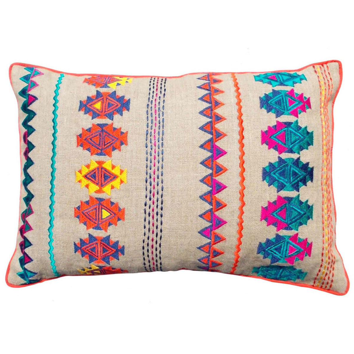 Cuscino decorativo rettangolare in lino fantasia Kilim