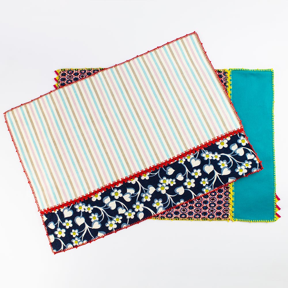 Set 2 Tovagliette Pasquali Fiori Gobelin - Cotone 33x46cm Turchese Per Tavola - Foto 5