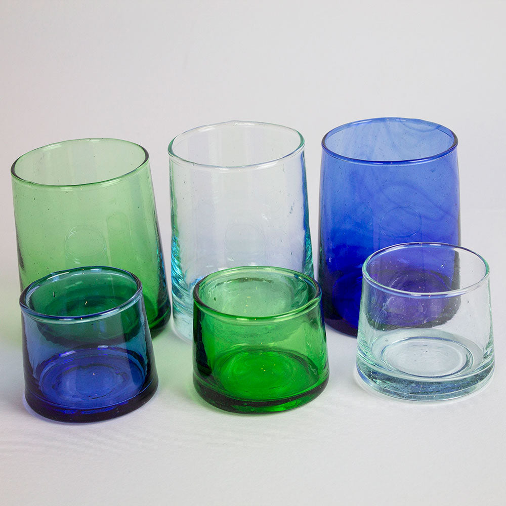 Set di 4 bicchierini di vetro soffiato trasparenti