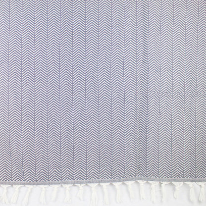 Coperta matrimoniale tortora e bianca con frange