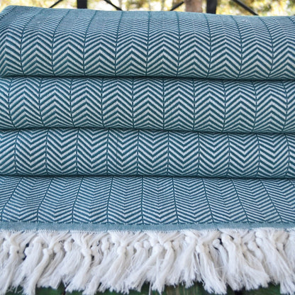 coperta matrimoniale bianca e verde