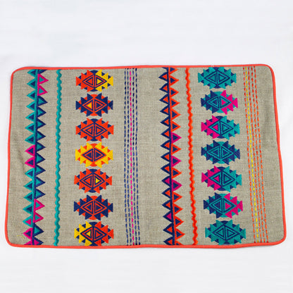 Cuscino decorativo rettangolare in lino con fantasia Kilim