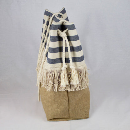 Borsa a righe bianca e blu