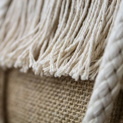 Frange borsa spiaggia righe cotone e iuta