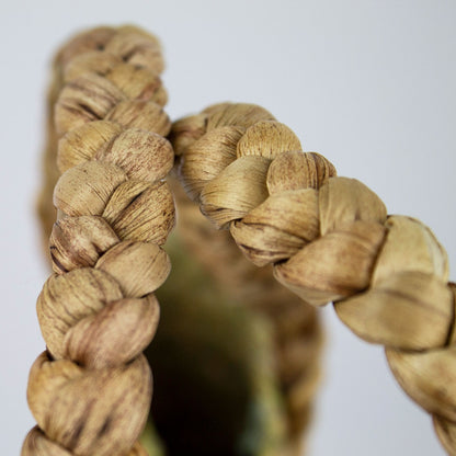 Borsa di paglia intrecciata manico