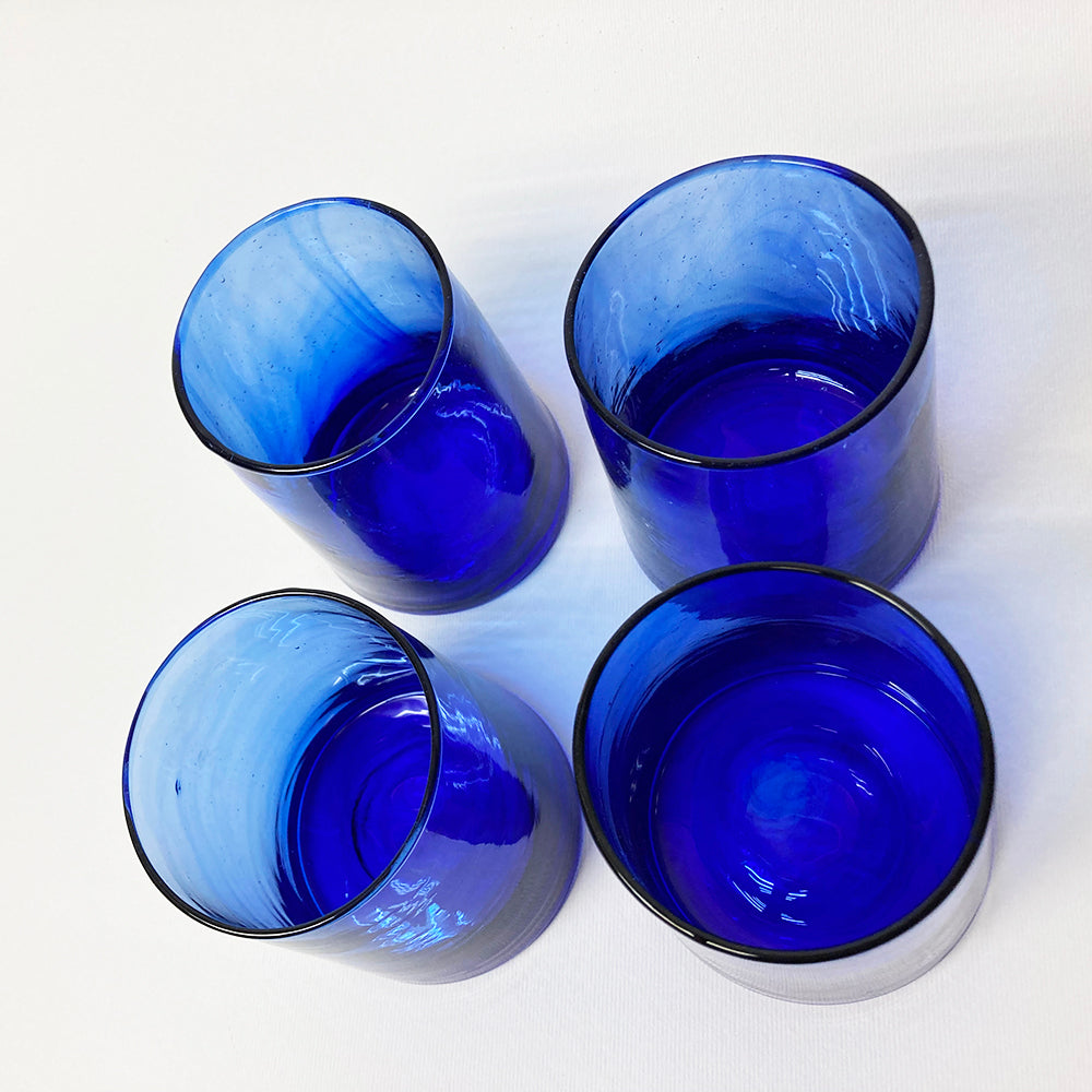 JELD - Set di 4 bicchieri di vetro soffiato blu