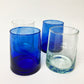 Set di 4 bicchieri di vetro soffiato blu/trasparente