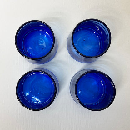 Set di 4 bicchierini di vetro soffiato blu