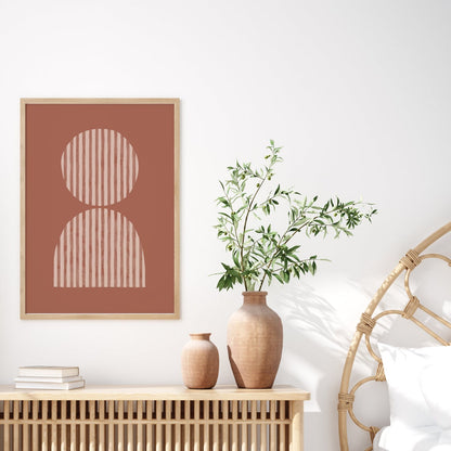 Poster moderno stile Japandi - Forme geometriche minimal rosso mattone