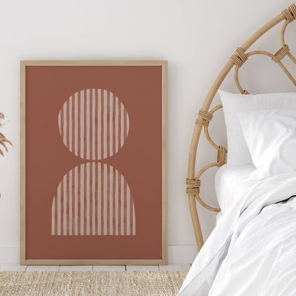 Poster moderno stile Japandi - Forme geometriche minimal rosso mattone
