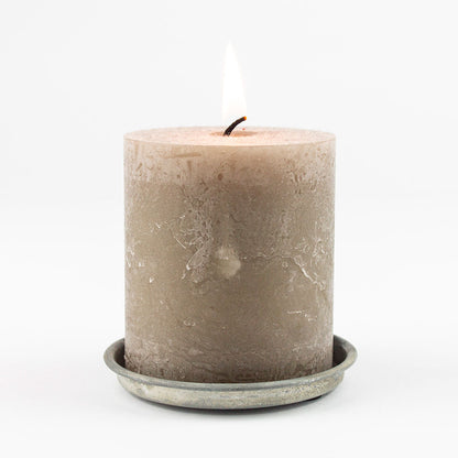 Coppia di piattini portacandele effetto antico