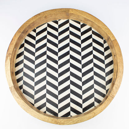 Vassoio tondo in legno decorato