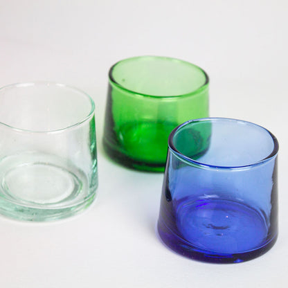 Set di 4 bicchierini di vetro soffiato blu