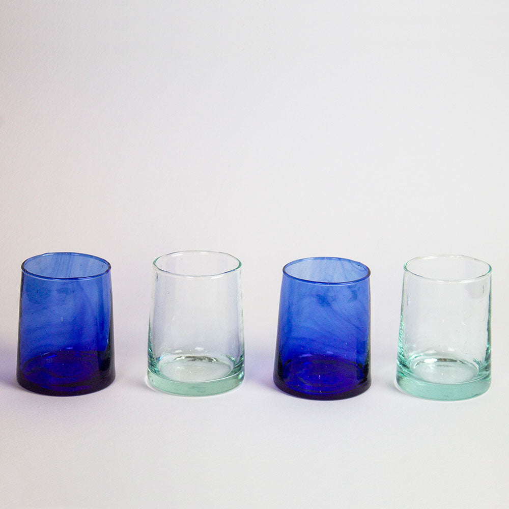 JELD - Set di 4 bicchieri di vetro soffiato blu
